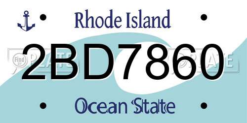 2BD7860 Rhode Island License Plate