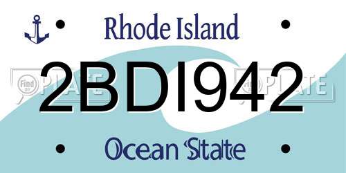 2BDI942 Rhode Island License Plate