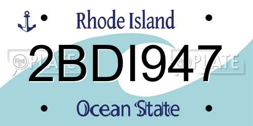 2BDI947 Rhode Island License Plate