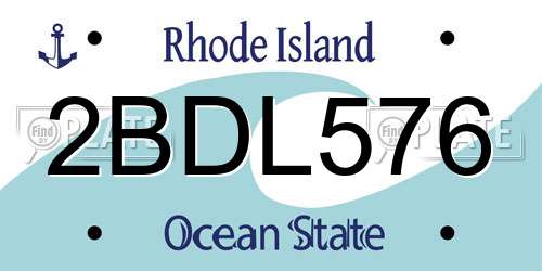2BDL576 Rhode Island License Plate