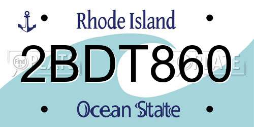 2BDT860 Rhode Island License Plate