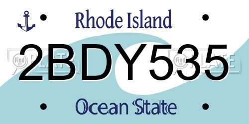 2BDY535 Rhode Island License Plate
