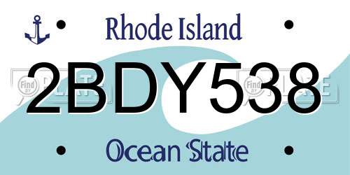 2BDY538 Rhode Island License Plate