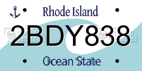 2BDY838 Rhode Island License Plate