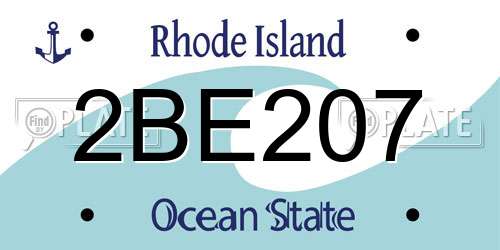 2BE207 Rhode Island License Plate