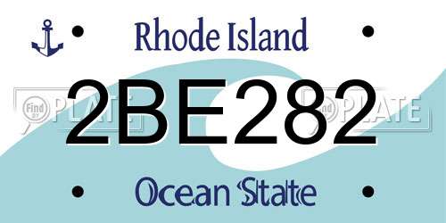 2BE282 Rhode Island License Plate
