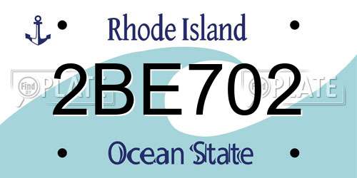 2BE702 Rhode Island License Plate
