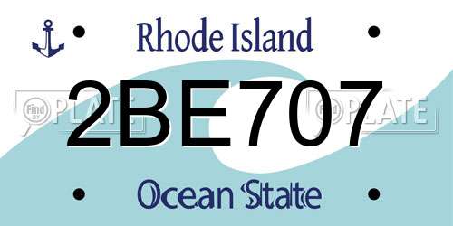 2BE707 Rhode Island License Plate