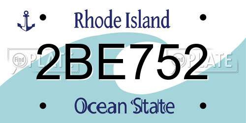 2BE752 Rhode Island License Plate