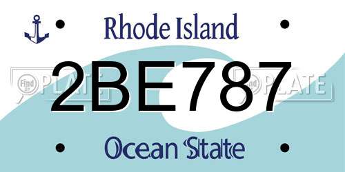 2BE787 Rhode Island License Plate