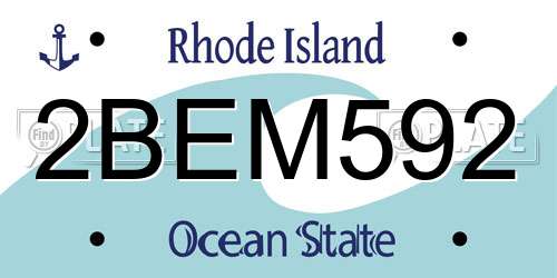 2BEM592 Rhode Island License Plate