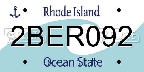 2BER092 Rhode Island License Plate