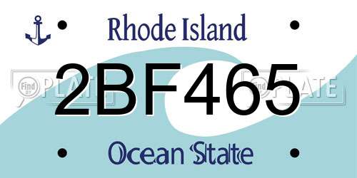 2BF465 Rhode Island License Plate