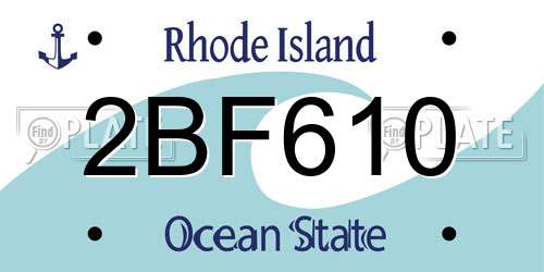 2BF610 Rhode Island License Plate