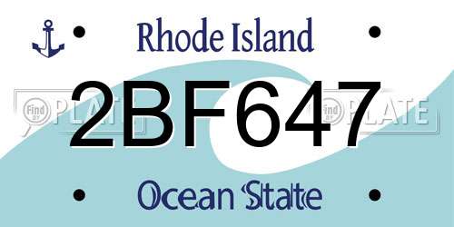 2BF647 Rhode Island License Plate