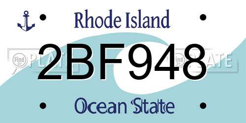2BF948 Rhode Island License Plate
