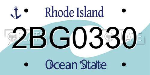 2BG0330 Rhode Island License Plate
