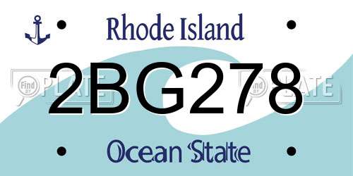 2BG278 Rhode Island License Plate