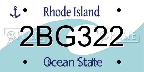 2BG322 Rhode Island License Plate