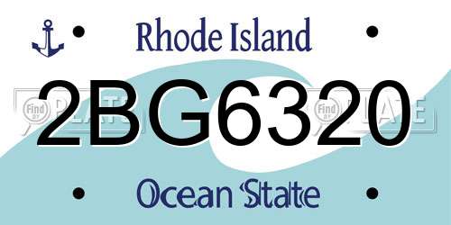 2BG6320 Rhode Island License Plate