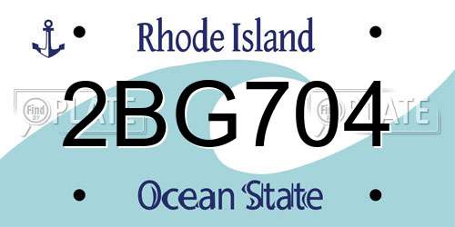 2BG704 Rhode Island License Plate