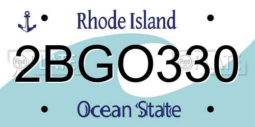 2BGO330 Rhode Island License Plate