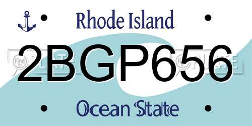 2BGP656 Rhode Island License Plate