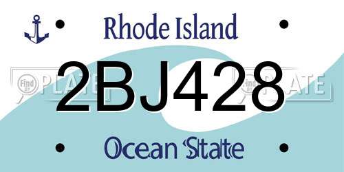2BJ428 Rhode Island License Plate