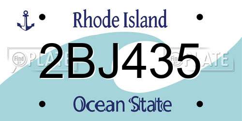 2BJ435 Rhode Island License Plate