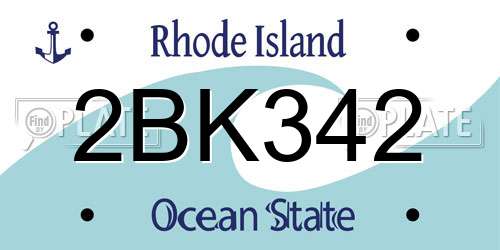 2BK342 Rhode Island License Plate