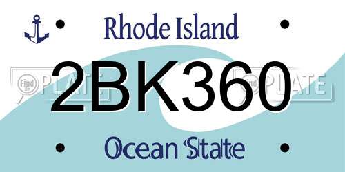2BK360 Rhode Island License Plate