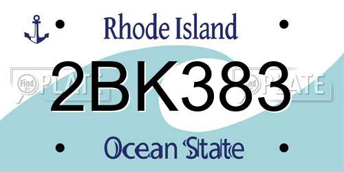 2BK383 Rhode Island License Plate