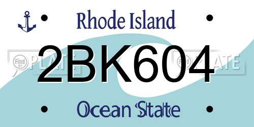 2BK604 Rhode Island License Plate