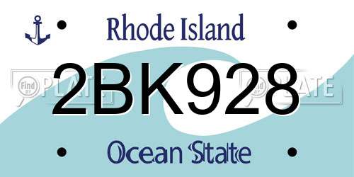 2BK928 Rhode Island License Plate