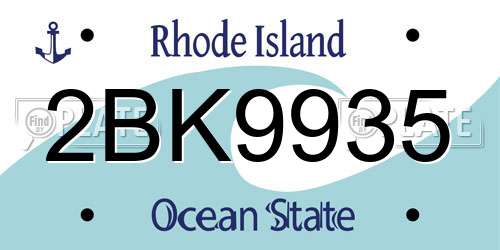 2BK9935 Rhode Island License Plate