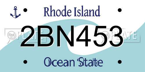 2BN453 Rhode Island License Plate