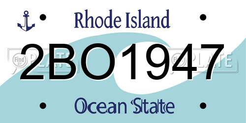 2BO1947 Rhode Island License Plate