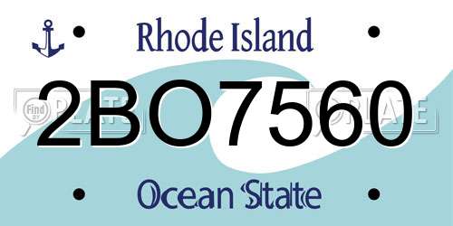 2BO7560 Rhode Island License Plate