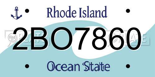 2BO7860 Rhode Island License Plate