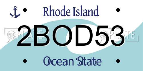 2BOD53 Rhode Island License Plate