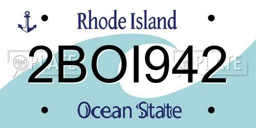 2BOI942 Rhode Island License Plate