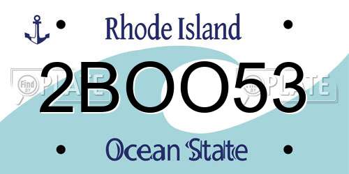 2BOO53 Rhode Island License Plate