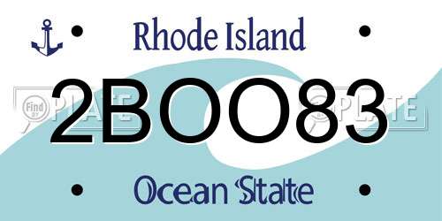 2BOO83 Rhode Island License Plate