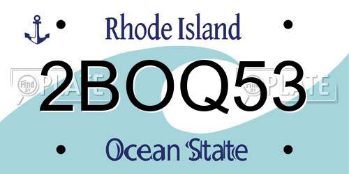 2BOQ53 Rhode Island License Plate