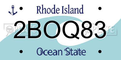 2BOQ83 Rhode Island License Plate