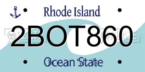 2BOT860 Rhode Island License Plate