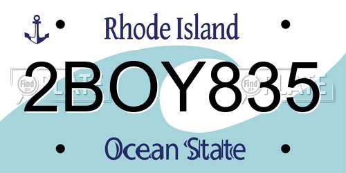 2BOY835 Rhode Island License Plate