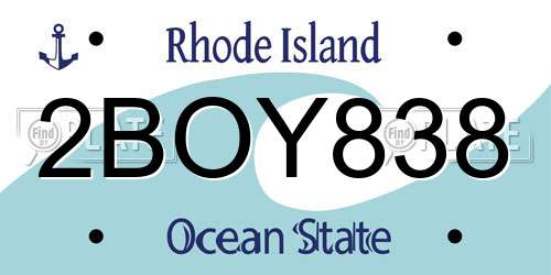 2BOY838 Rhode Island License Plate