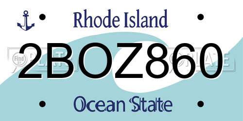 2BOZ860 Rhode Island License Plate