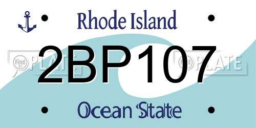 2BP107 Rhode Island License Plate